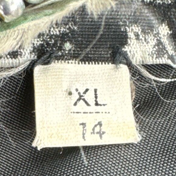 Vintage Fully Beaded Black Silver Evening Gown XL 14 Sequin Long Dress A… - Picture 14 of 16